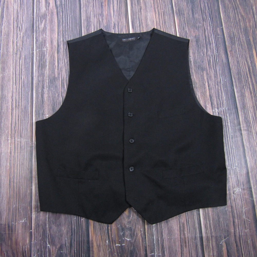 Suit Vest Umo Lorenzo Mens 2XL Black Polyester Tuxedo Belted Formal Waistcoat